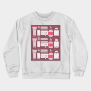 Skincare Essentials Pattern (Mauve Purple & Pink Version) Crewneck Sweatshirt